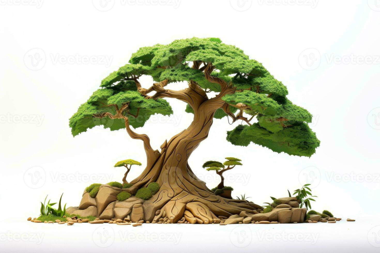 Abstract low poly tree, selective focus, Generative AI illustration photo