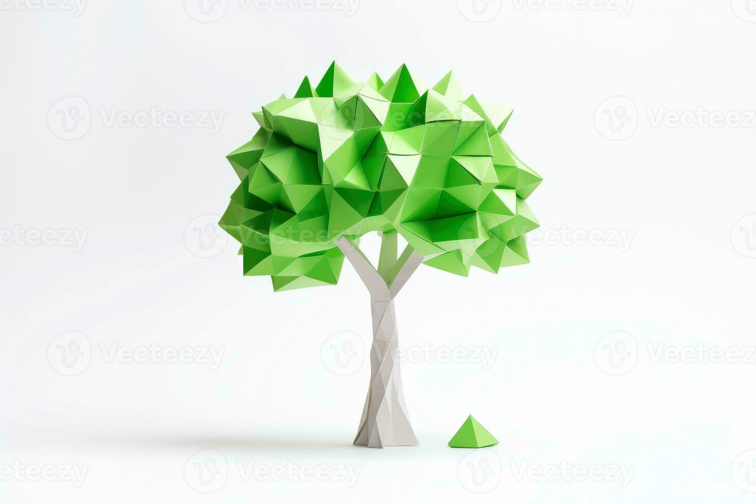 Abstract low poly tree, selective focus, Generative AI illustration photo