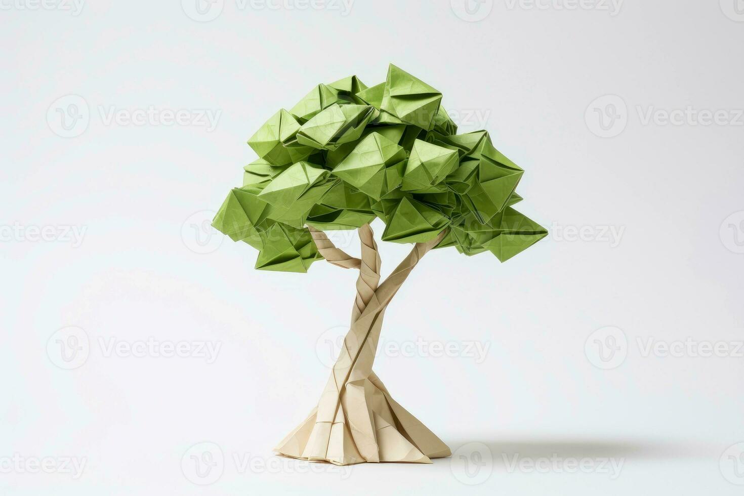 Abstract low poly tree, selective focus, Generative AI illustration photo