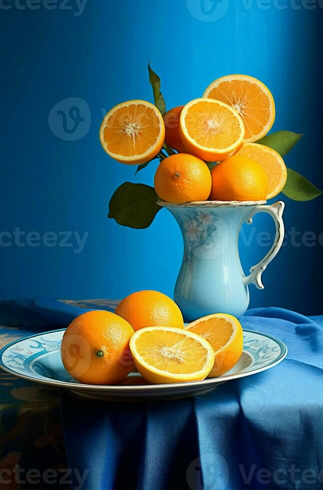 verano bebida refrescante azul frío naranja desintoxicación cóctel limón jugo foto