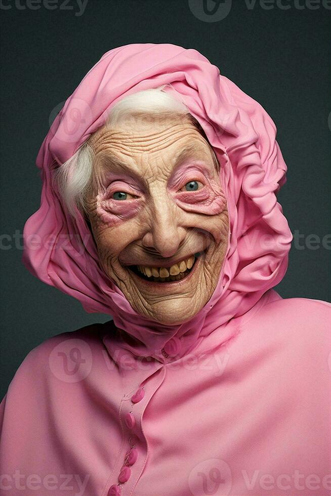 Happy woman senior old photo