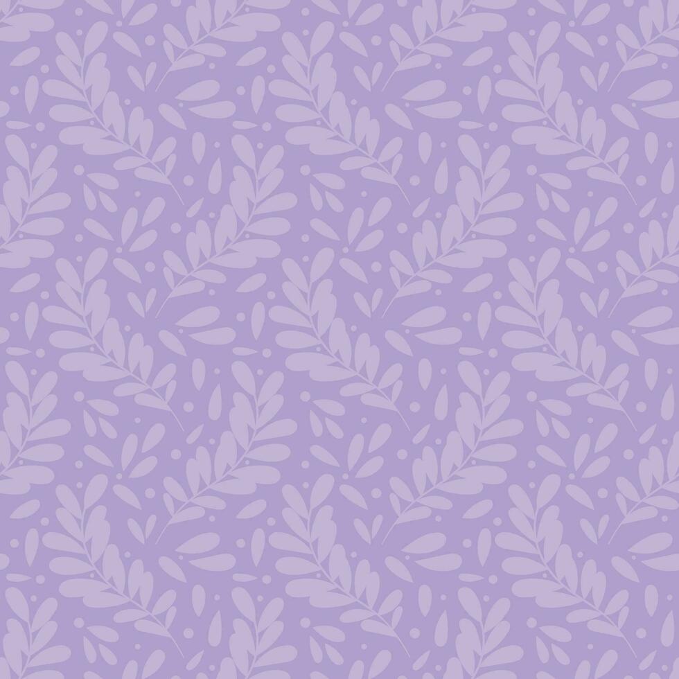 Purple vector pattern texture with leaves, seamless repeating background