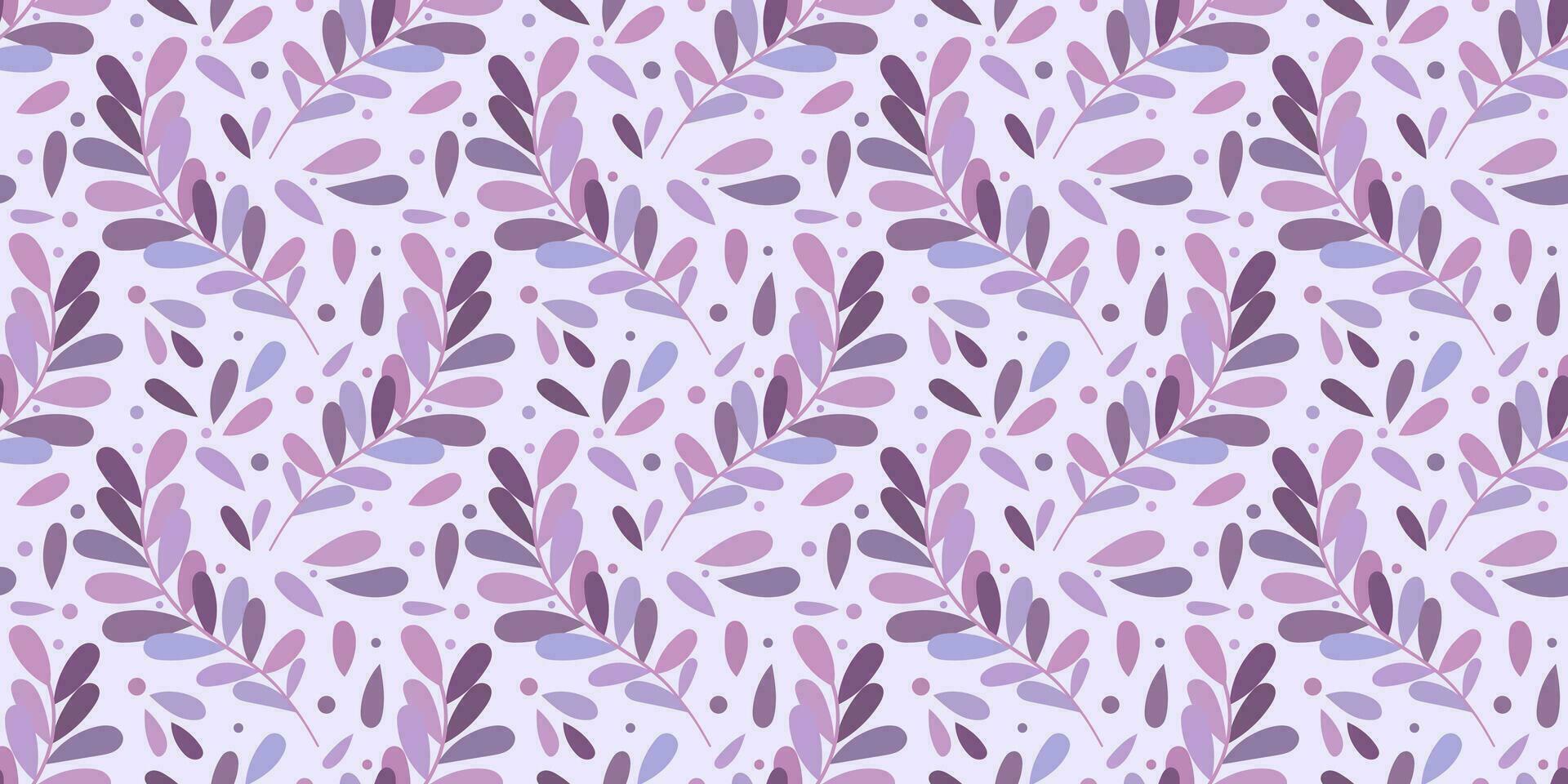 Purple repeat pattern background with leaves, seamless wallpaper vector
