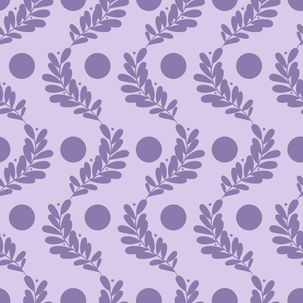 Purple climbing vines seamless repeat pattern design with dots vector