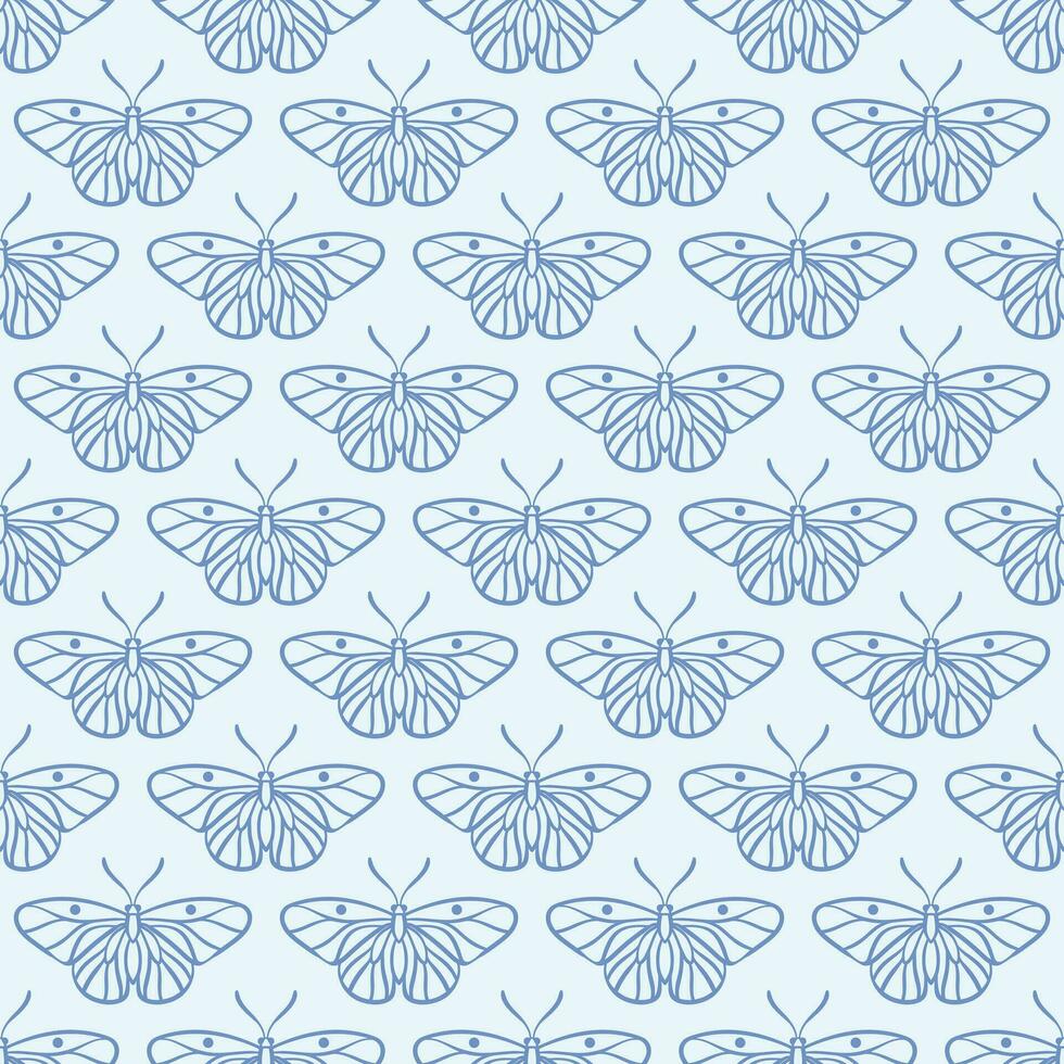 Blue butterfly seamless repeat pattern background , vector wallpaper