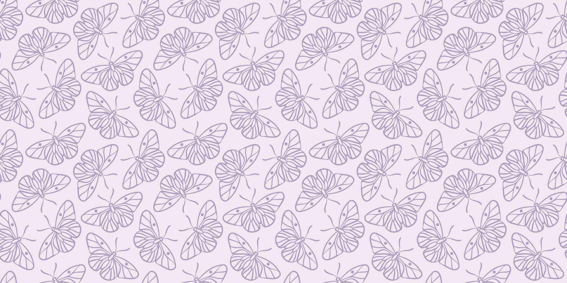 Purple butterfly vector pattern background, seamless repeating wallpaper