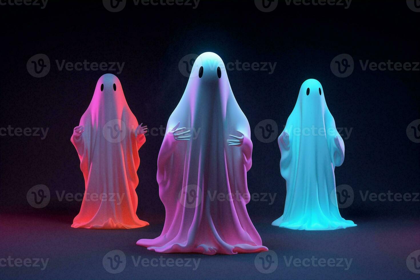 Dark neon shadow costume ghost night halloween fear spooky white horror photo