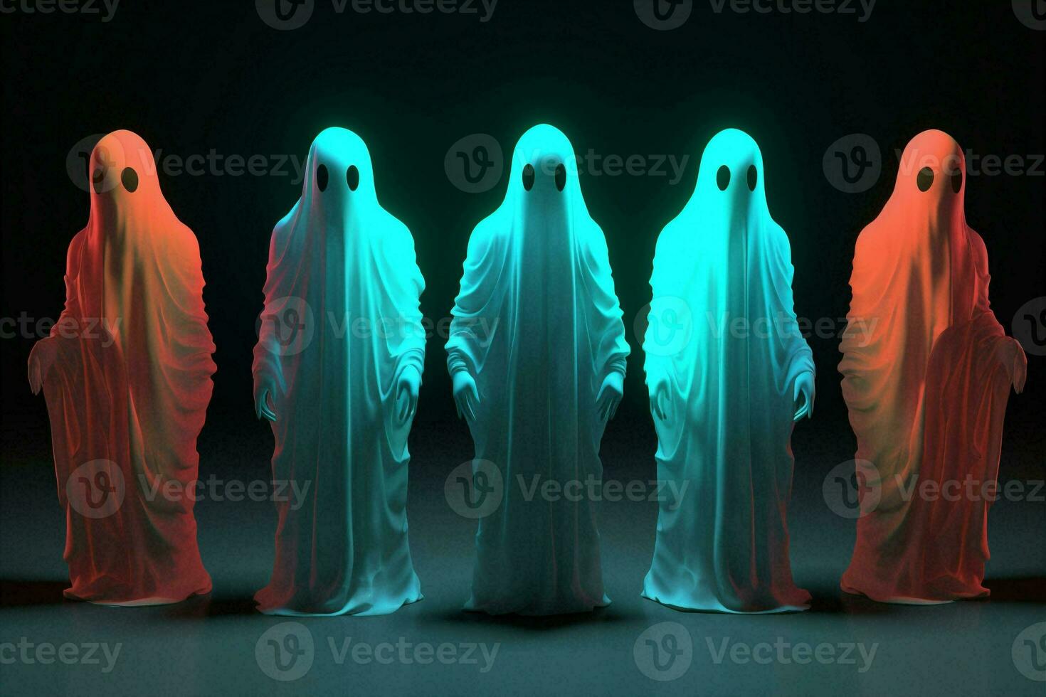 Costume neon halloween night dark white spooky icon horror fear soul ghost face photo