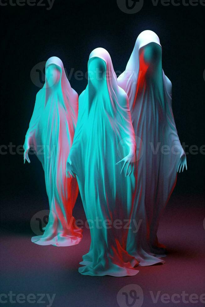 Dark halloween costume spooky horror white neon ghost night fear photo