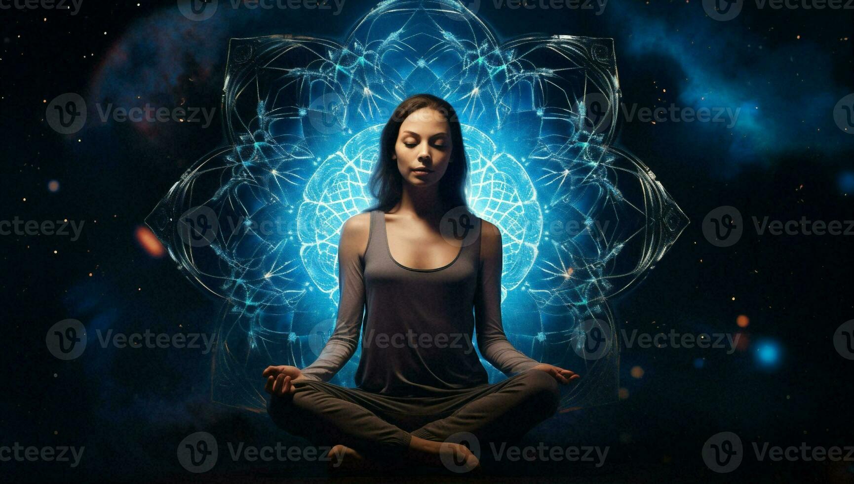 Yoga silhouette meditating photo