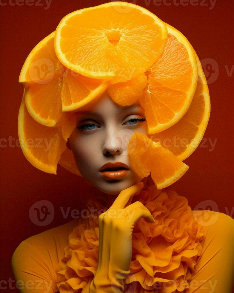 Woman beauty fruit orange photo