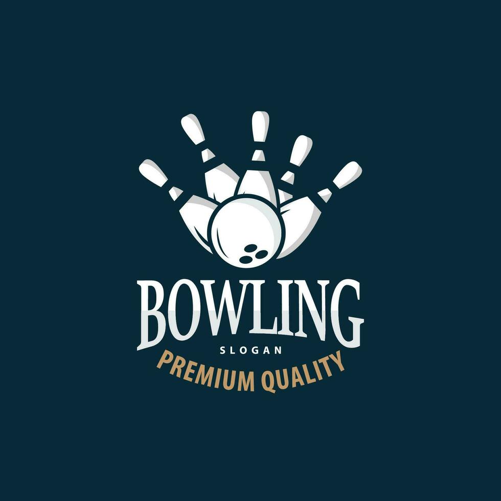 Bowling Sports Club Logo, Bowling Ball And Pin Design Vector Tournament Templet Illustration