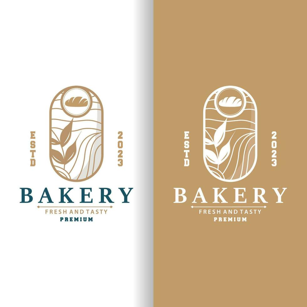 Bread Logo, Old Retro Vintage Style Bakery Shop Design, Vector Wheat Bread Simple Tremplet Illustration