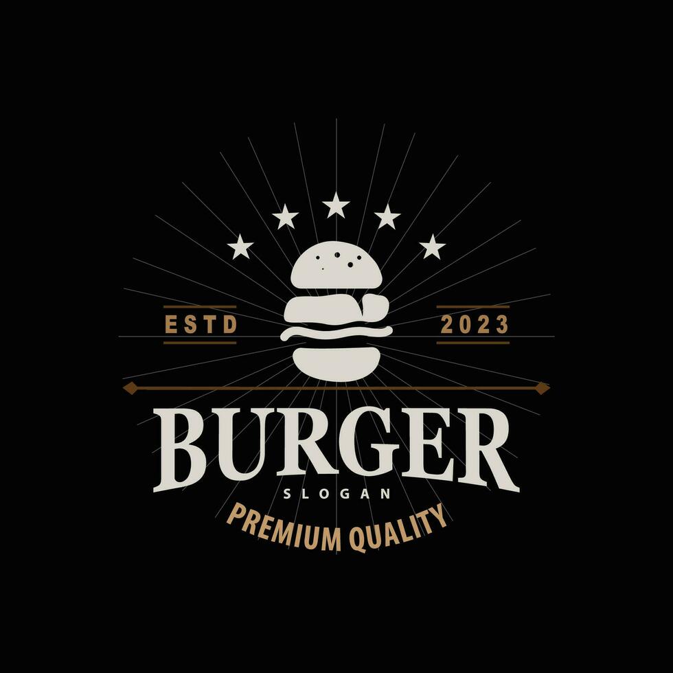 hamburguesa logo rápido comida diseño, caliente y delicioso comida vector templet ilustración