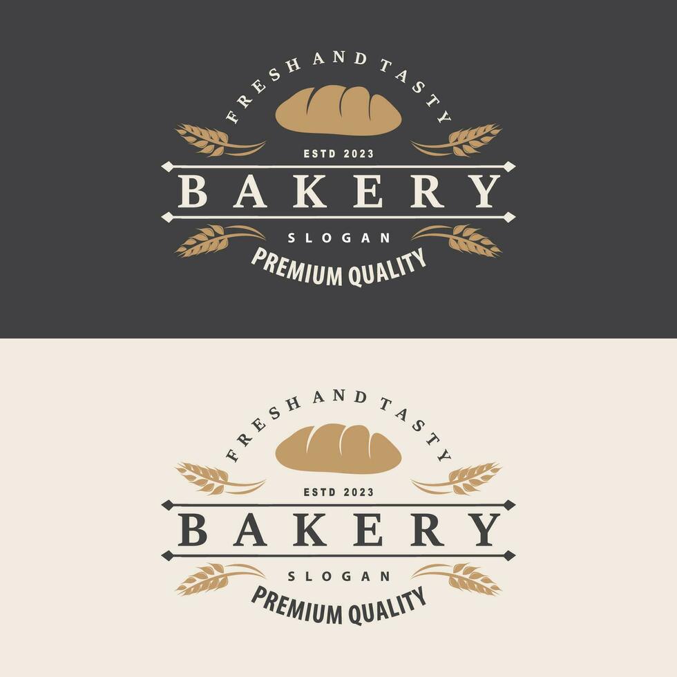 un pan logo, antiguo retro Clásico estilo panadería tienda diseño, vector trigo un pan sencillo trepidar ilustración