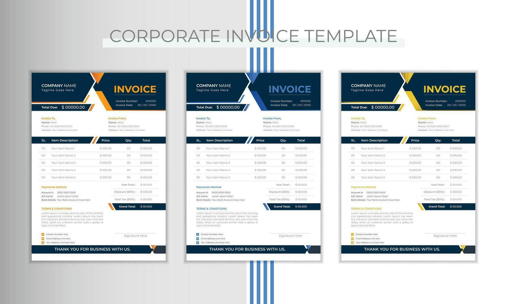 Professional and simple invoice vector design