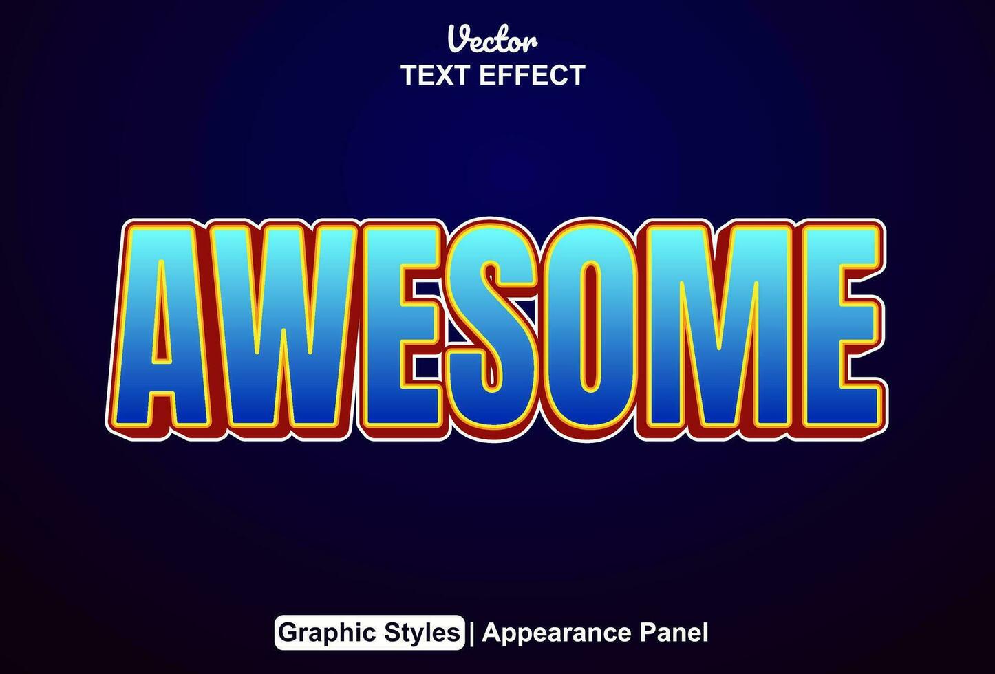 Awesome text effect with editable blue graphic style vector