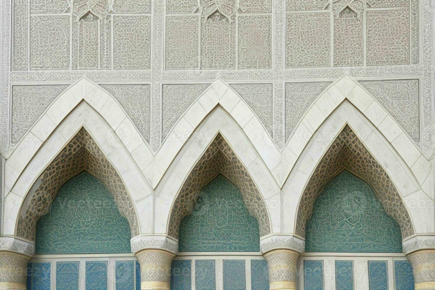 architectural detail of a mosque building. background. AI Generative Pro Photo