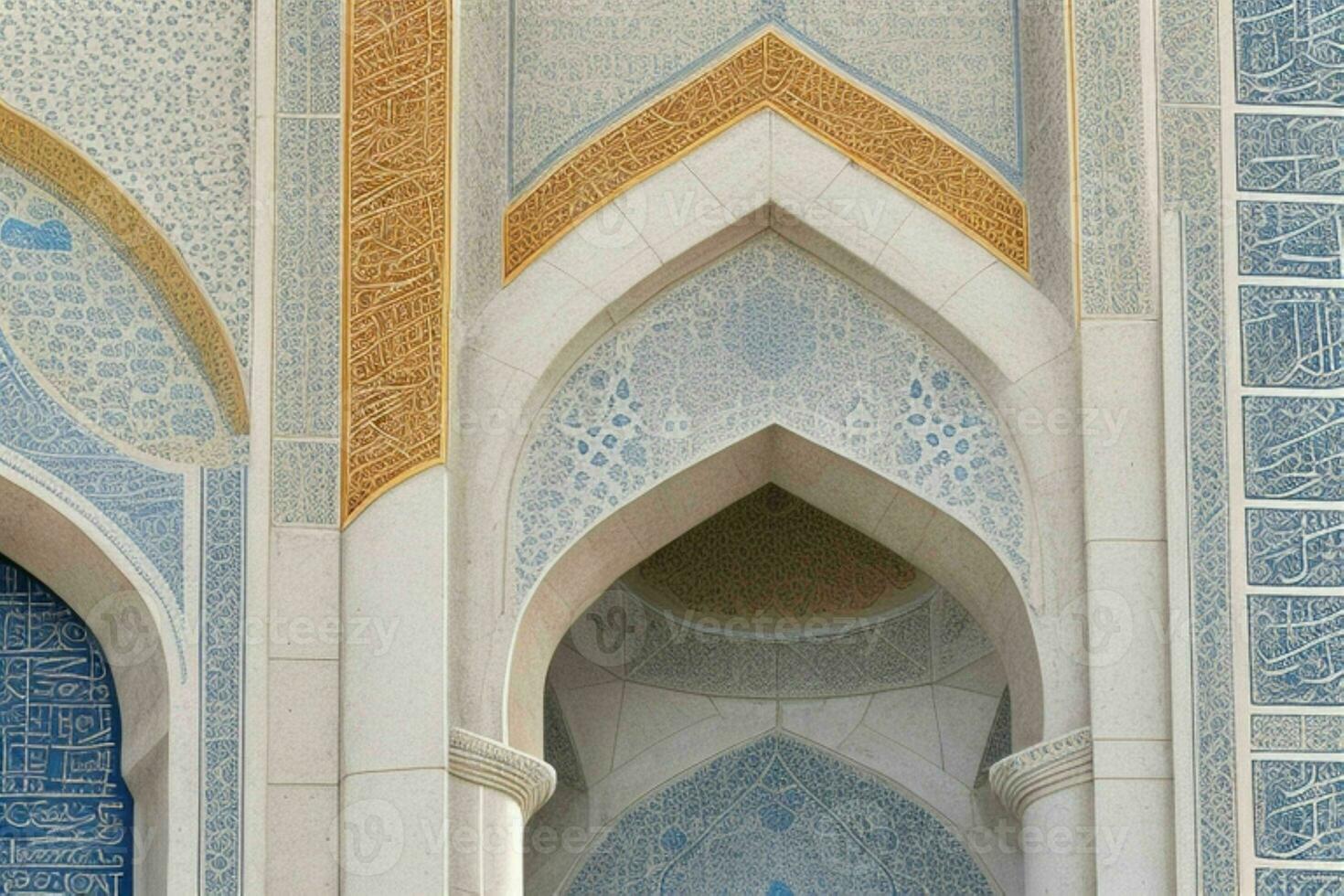 architectural detail of a mosque building. background. AI Generative Pro Photo