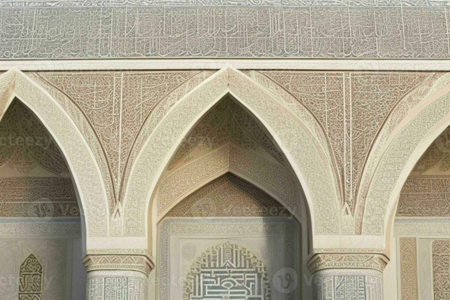 architectural detail of a mosque building. background. AI Generative Pro Photo