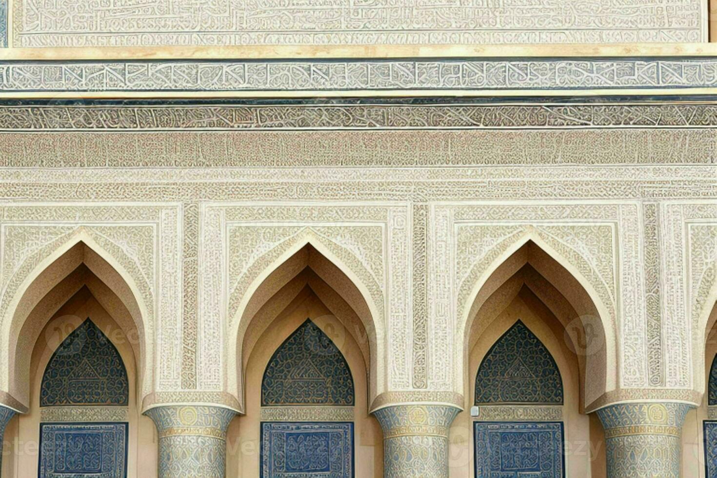 architectural detail of a mosque building. background. AI Generative Pro Photo