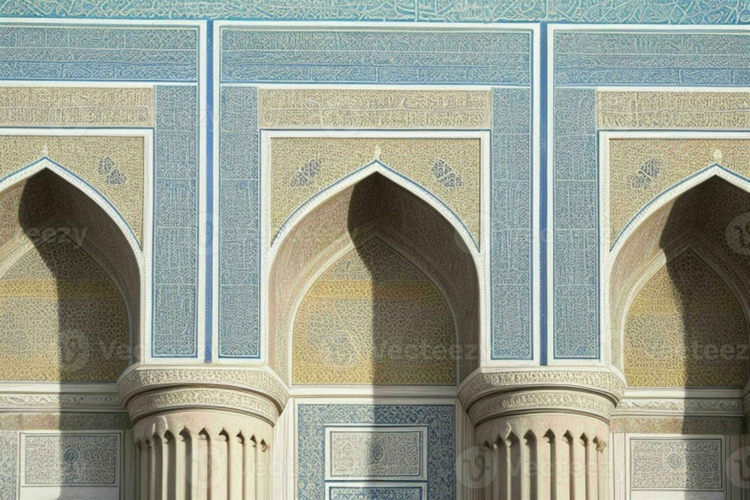 architectural detail of a mosque building. background. AI Generative Pro Photo