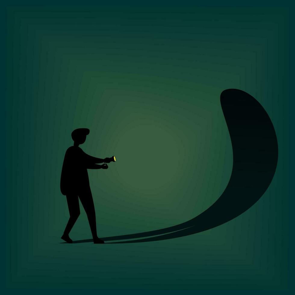 Person in the dark afraid shadow vector