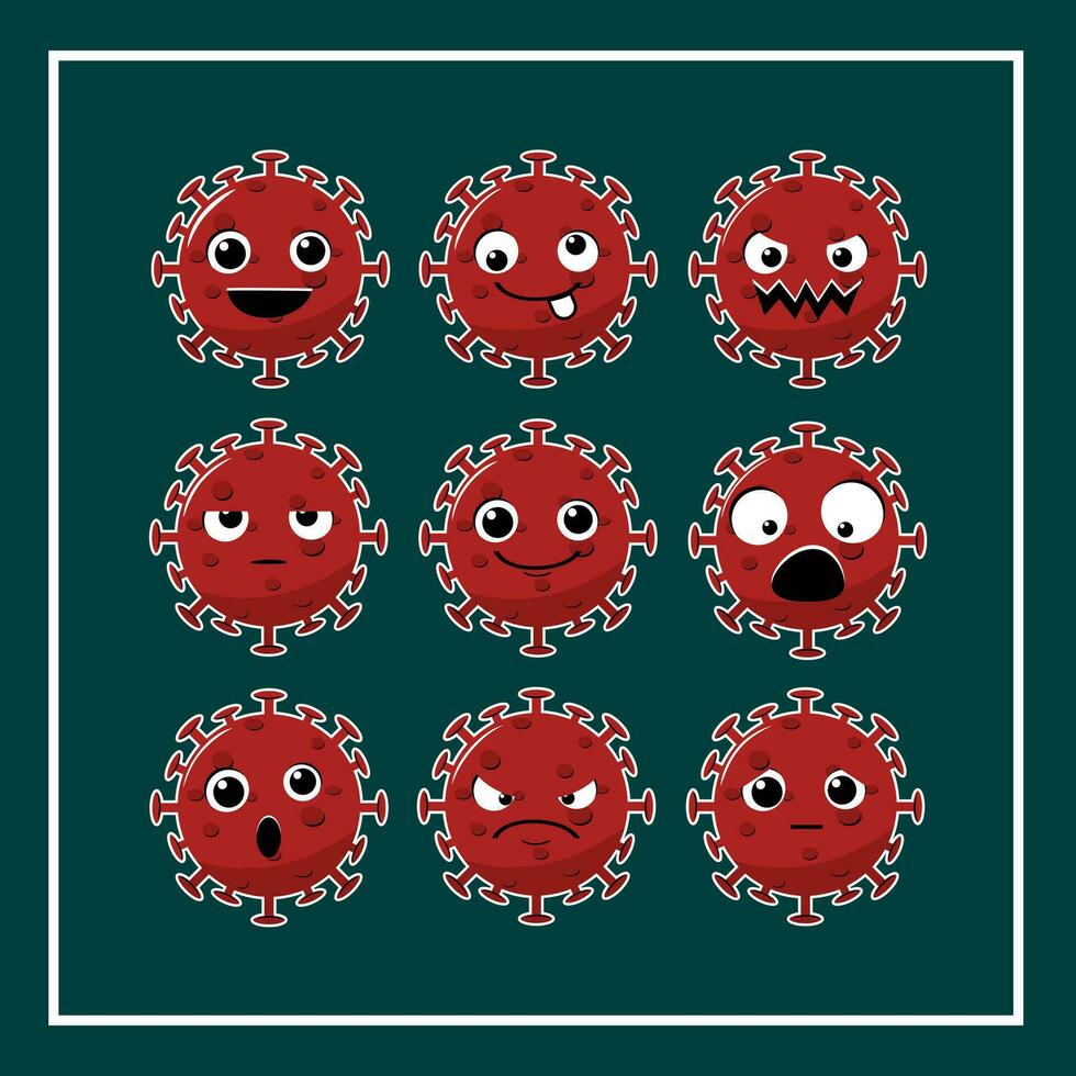 cute virus with facial expressions vector