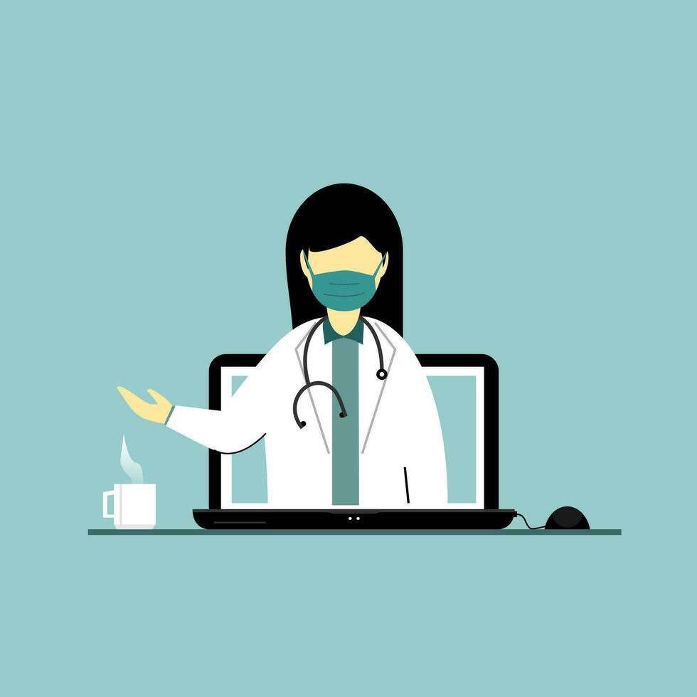 Virtual online doctor consultation vector