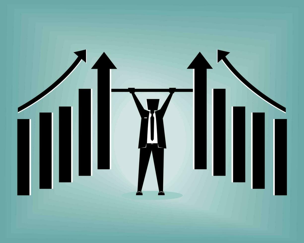 Business man lifting increase chart vector