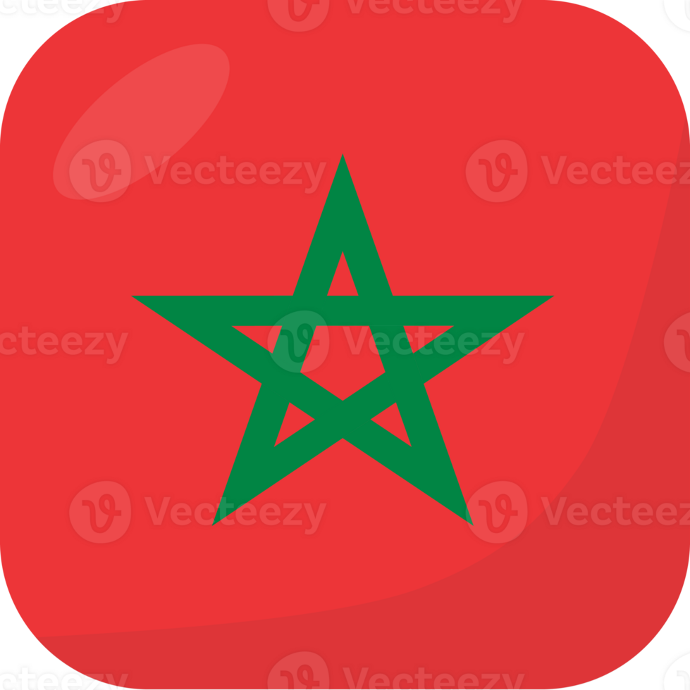 Maroc drapeau carré 3d dessin animé style. png