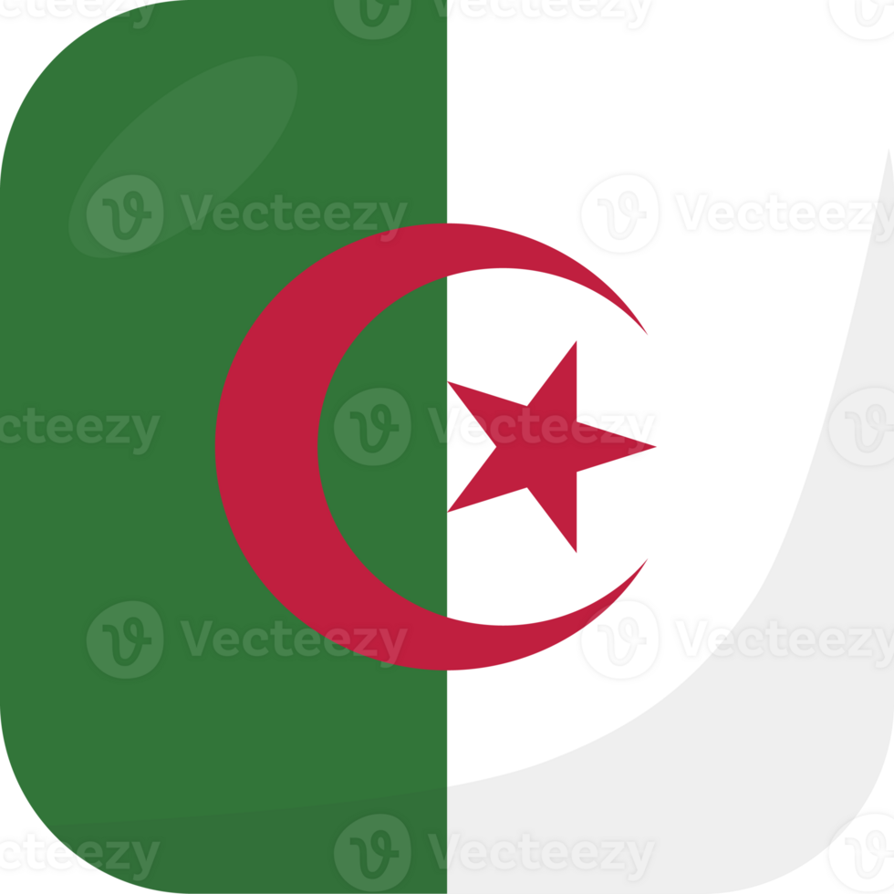 Algeria flag square 3D cartoon style. png
