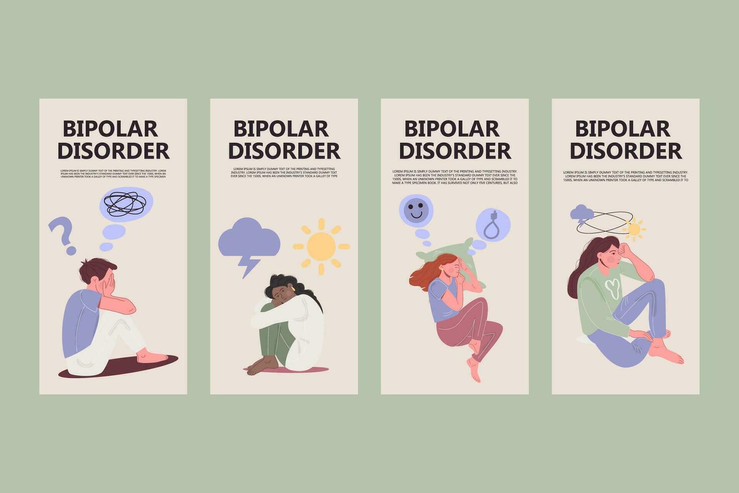 plano estilo bipolar trastorno social medios de comunicación recopilación. instagram cuentos vector