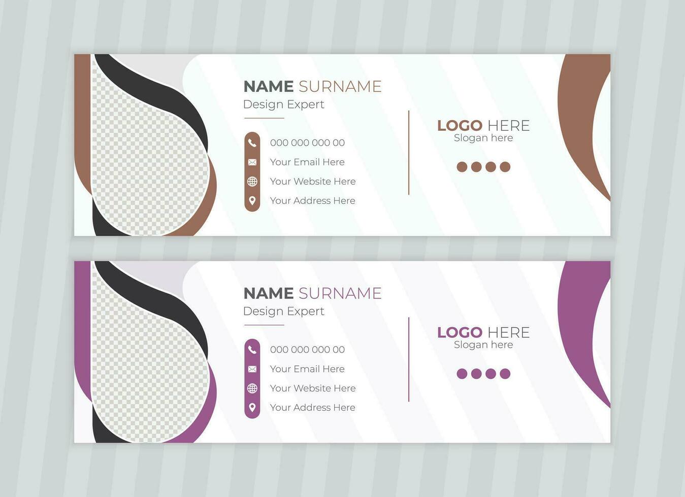 Minimalist email signature and personal social media cover design vector
