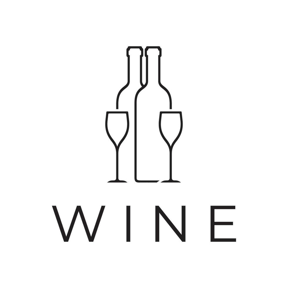 Wine logo with wine glasses and bottles.for night clubs,bars,cafe and wine shops. vector