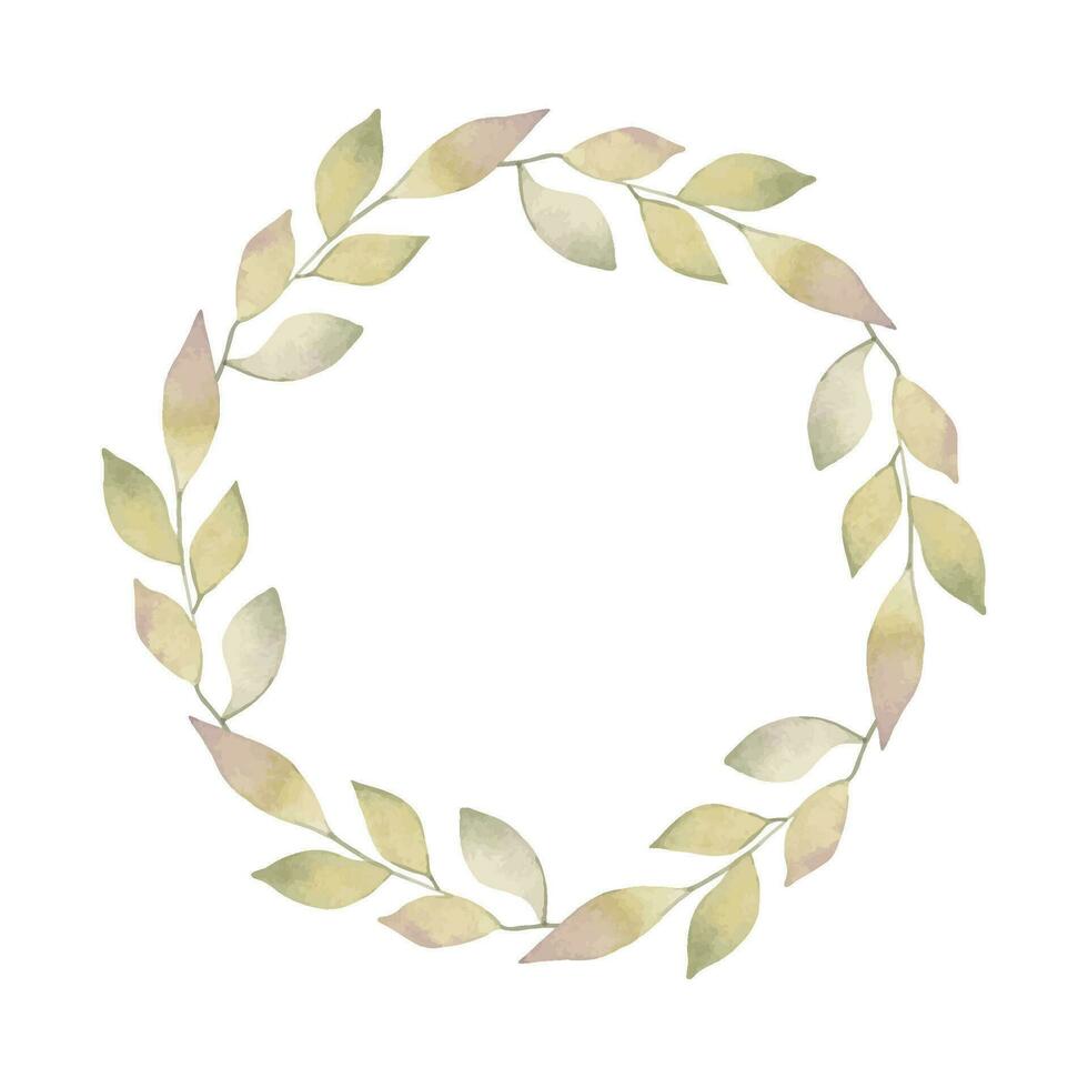 Round wreath, frame of branches with leaves. A simple forest des vector