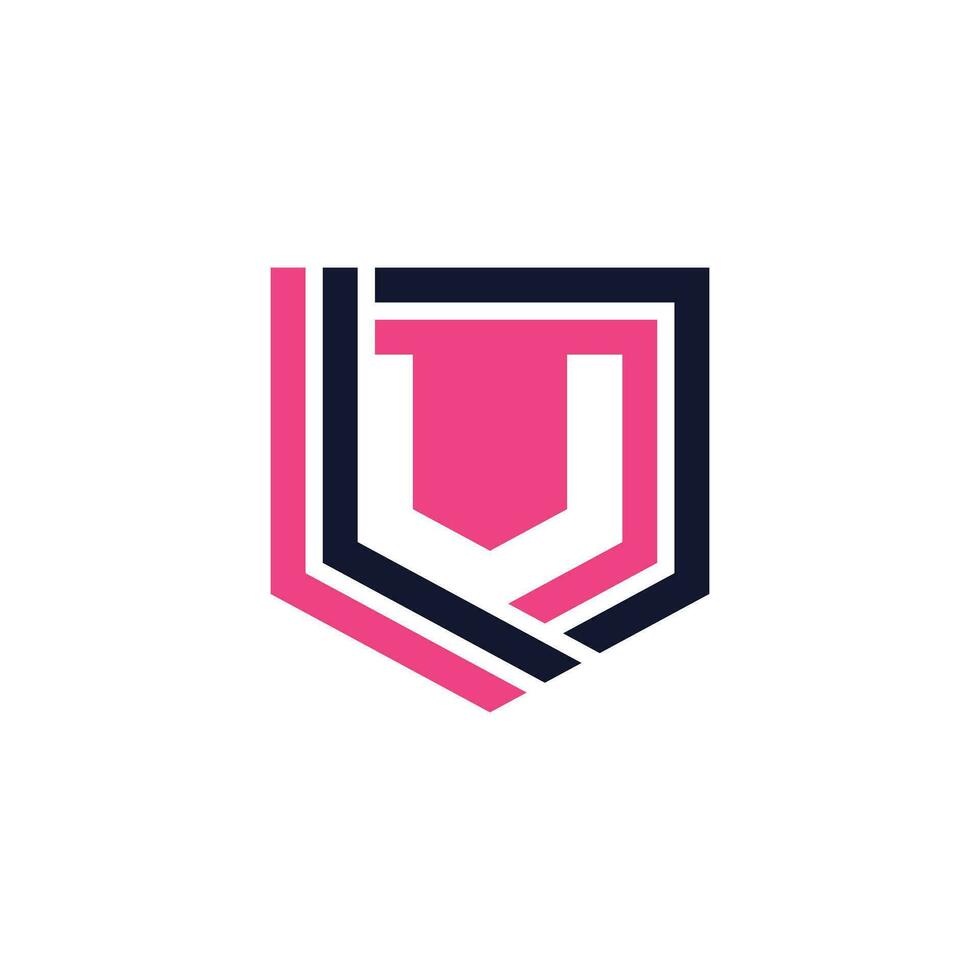 Shield design element icon with creative letter U concept vector