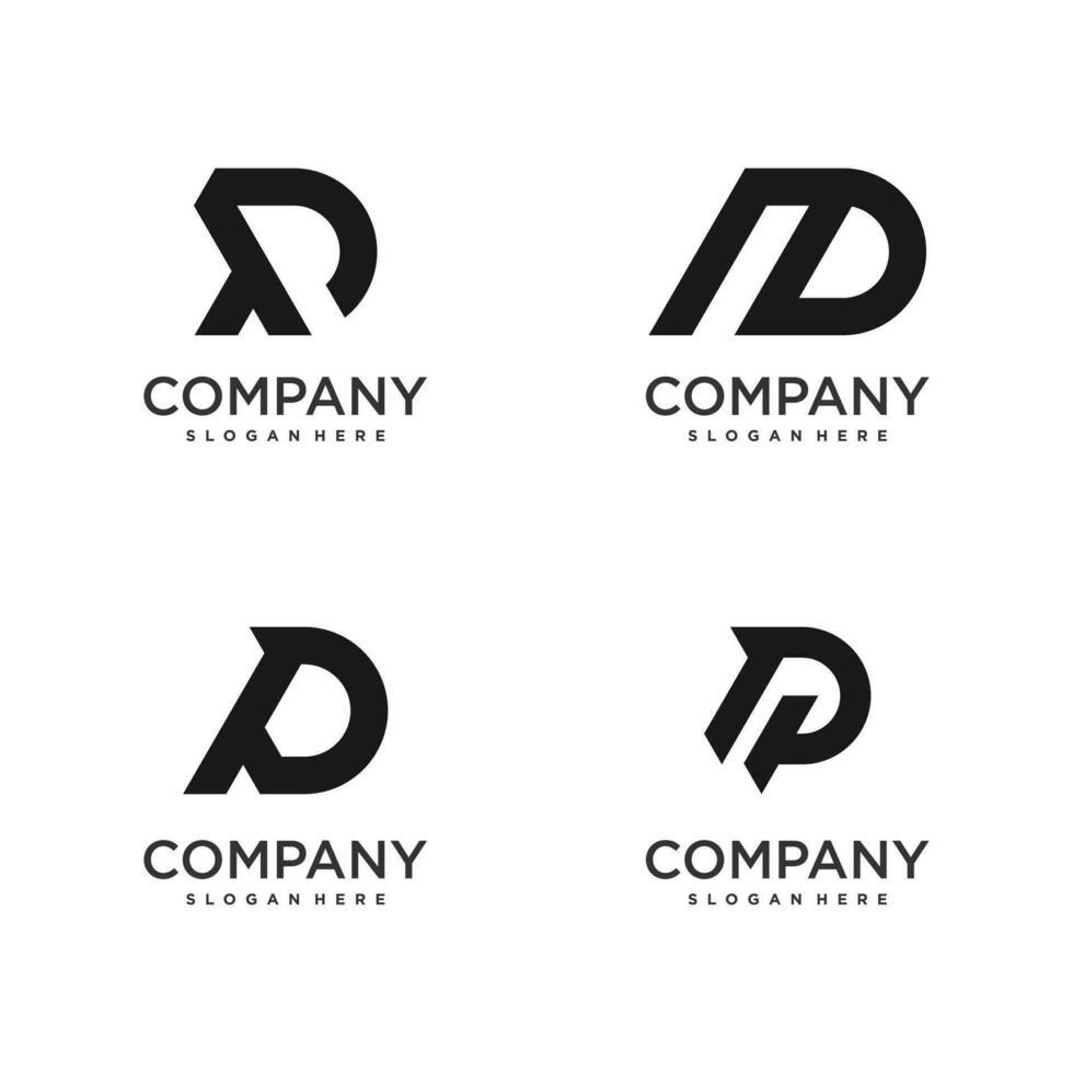 Set of letter P design element icon with creative unique concept vector