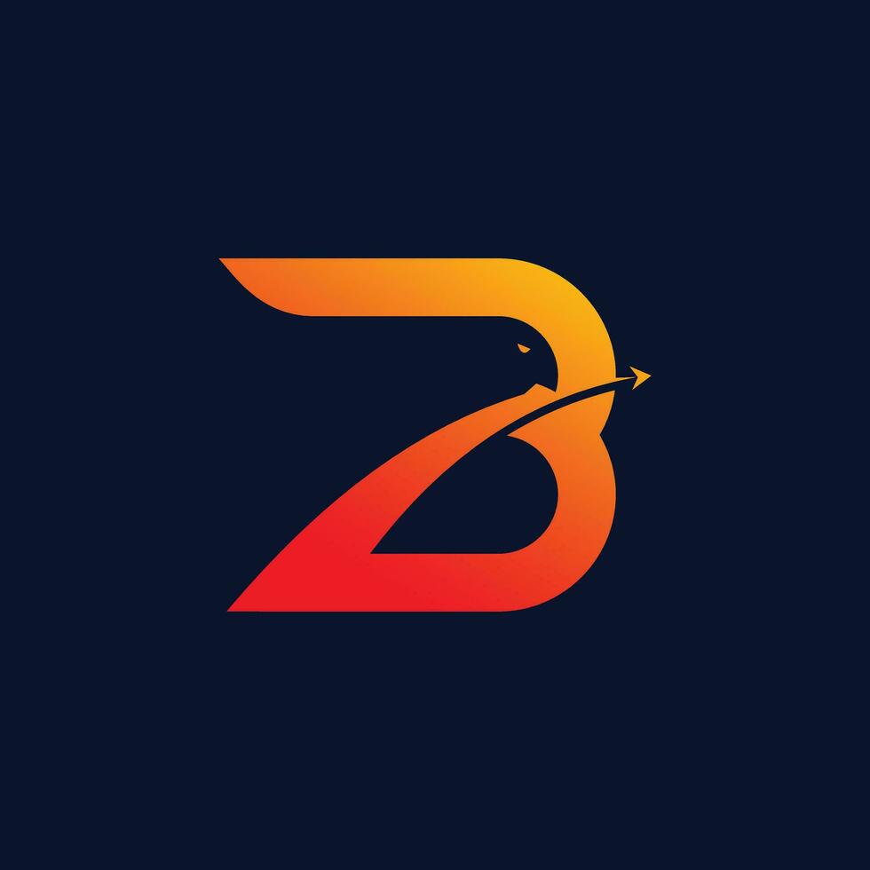 Letter B design element vector icon with creative eagle concept