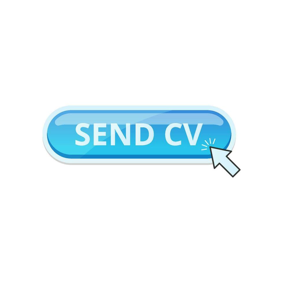 Send CV blue button vector isolated on white background.