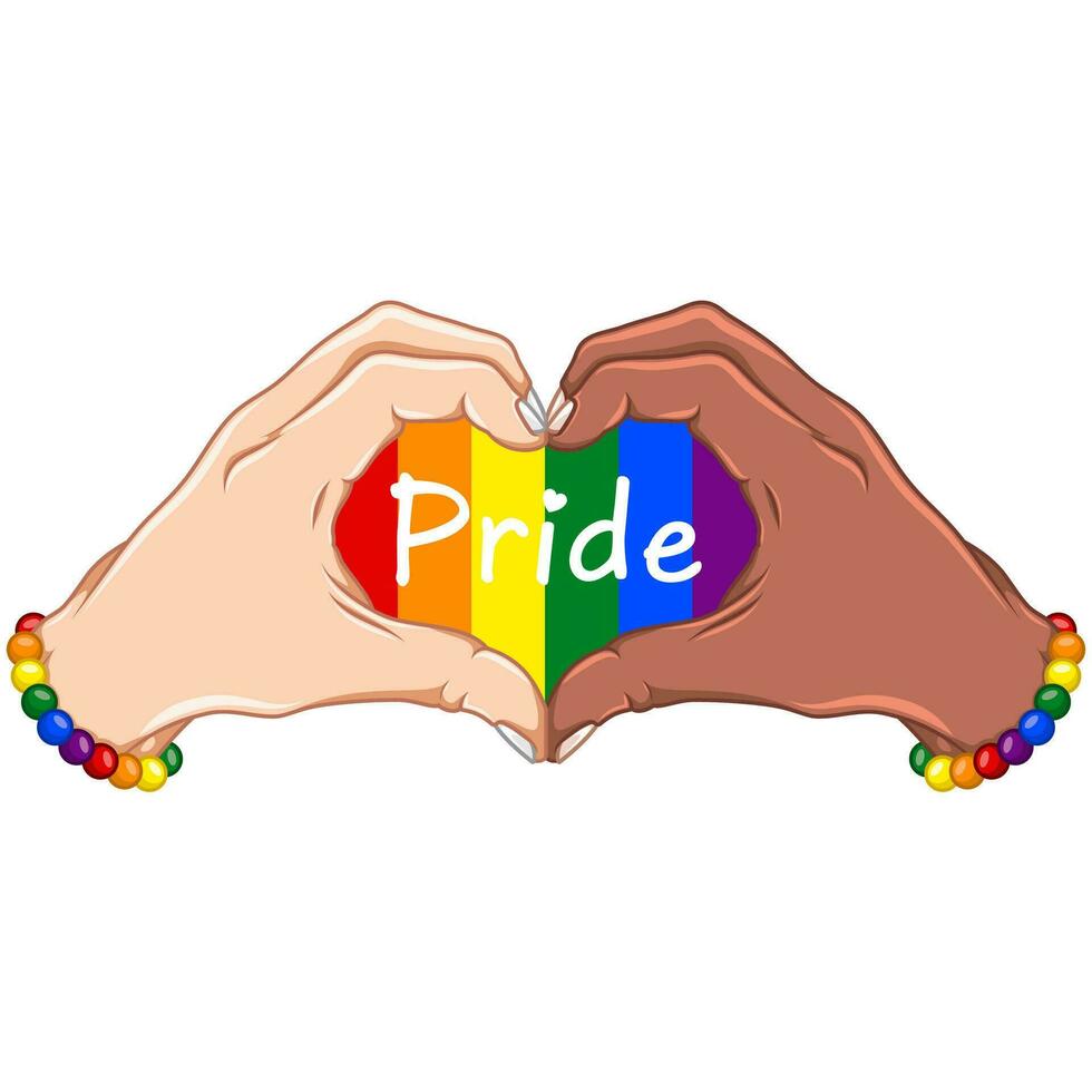 Vector design Hands forming a heart, as a symbol of LGBT pride