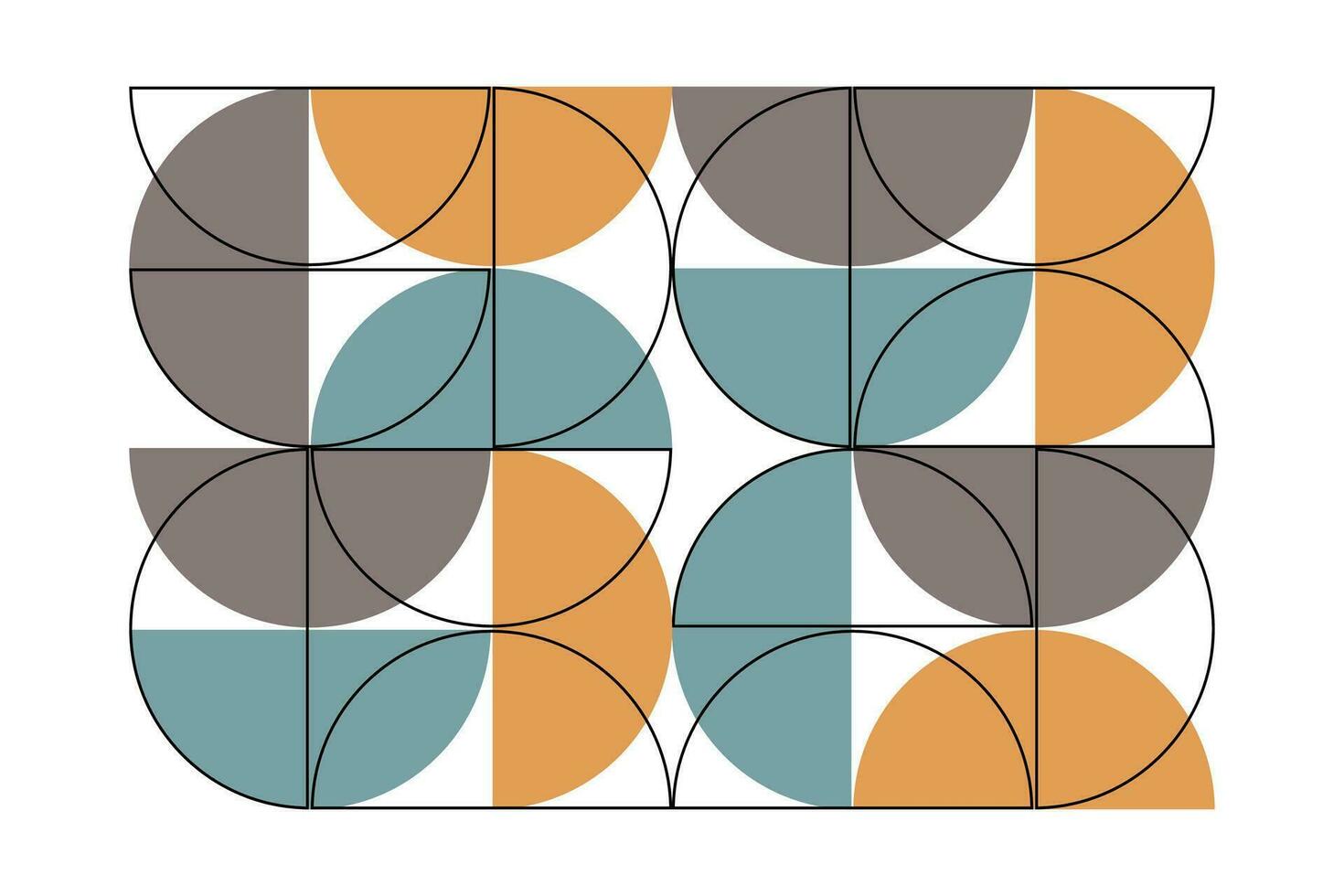 Trendy bauhaus pattern poster. Vector geometric abstract half circle shapes. Simple modern design elements. Fashion retro print. Geometric art