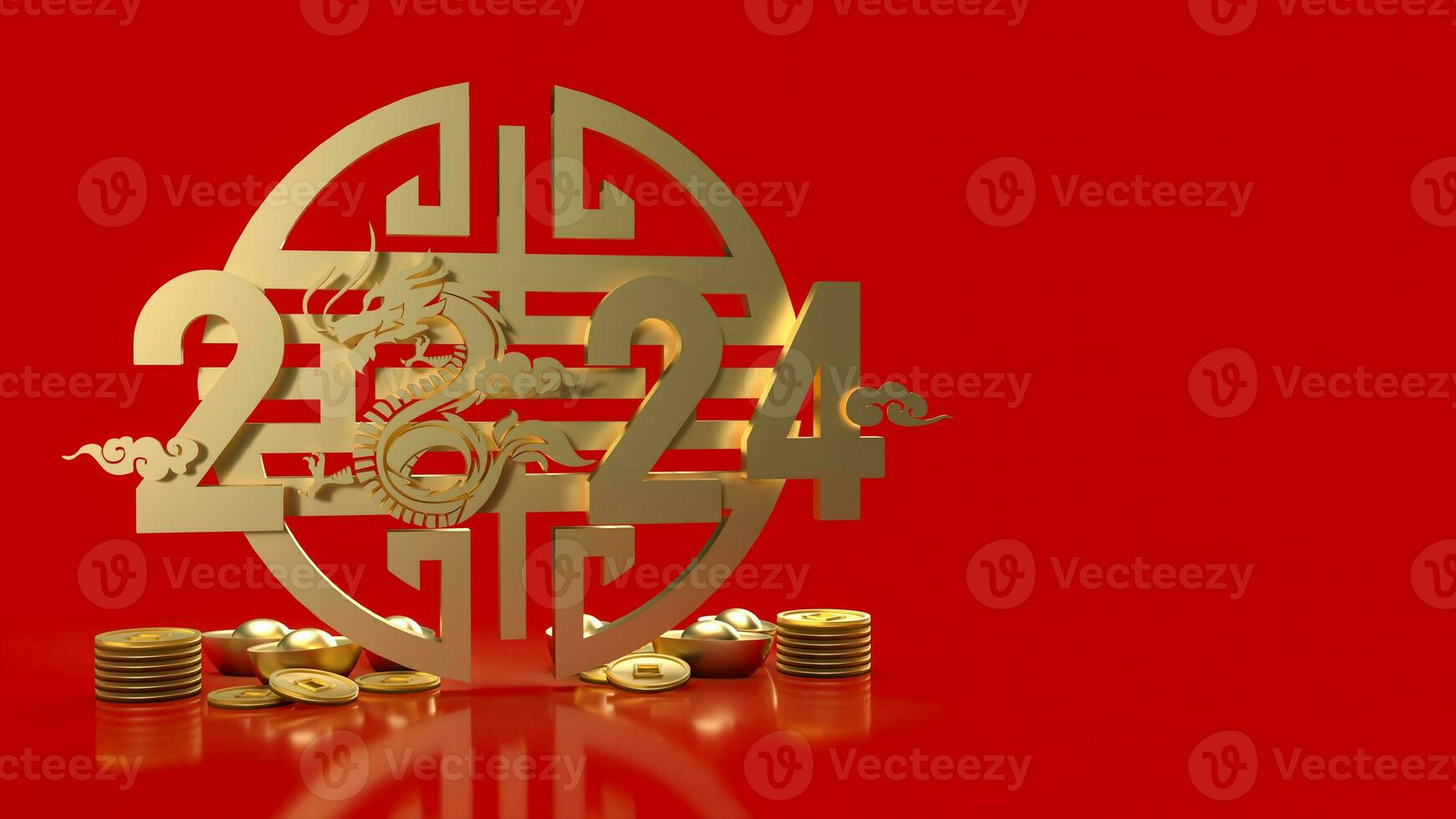 2024 The Year of Dragon Chinese new year 3d rendering. photo