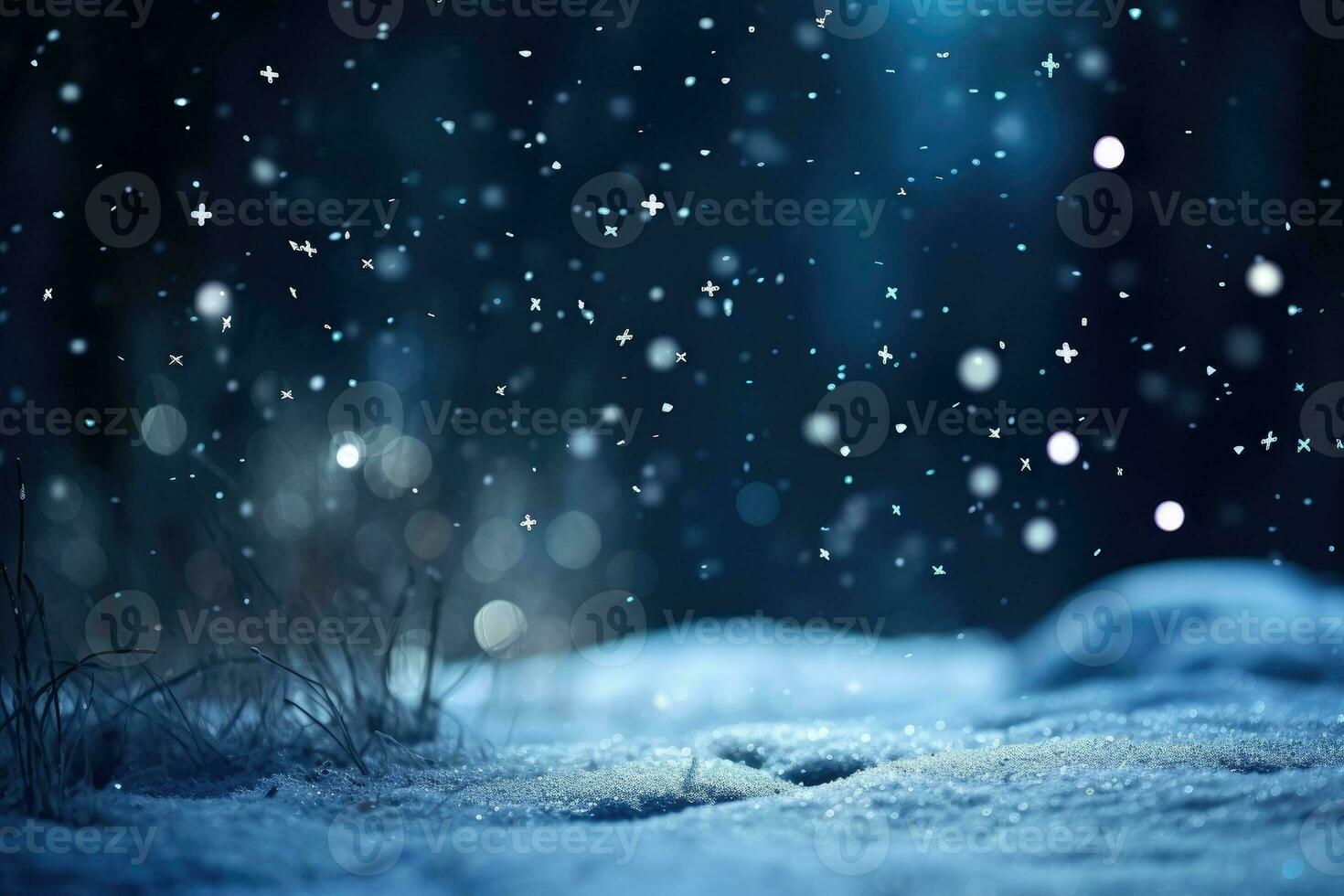 snow on black background bokeh AI Generative photo
