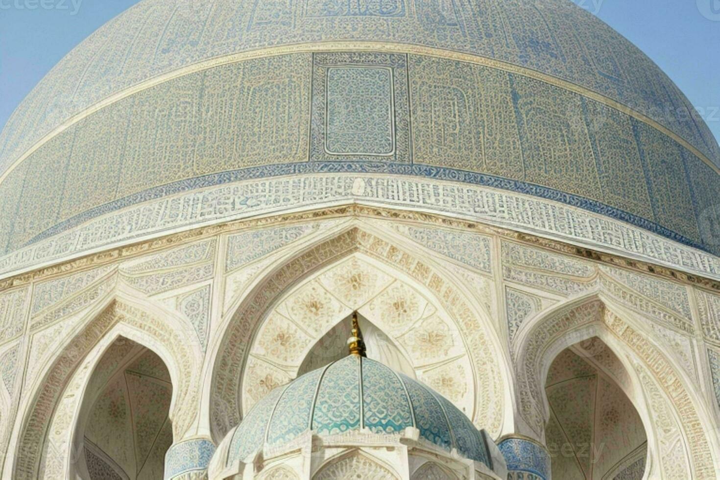 architectural detail of a mosque dome building. background. AI Generative Pro Photo