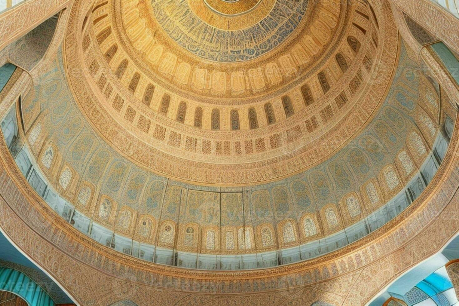 architectural detail of a mosque dome building. background. AI Generative Pro Photo
