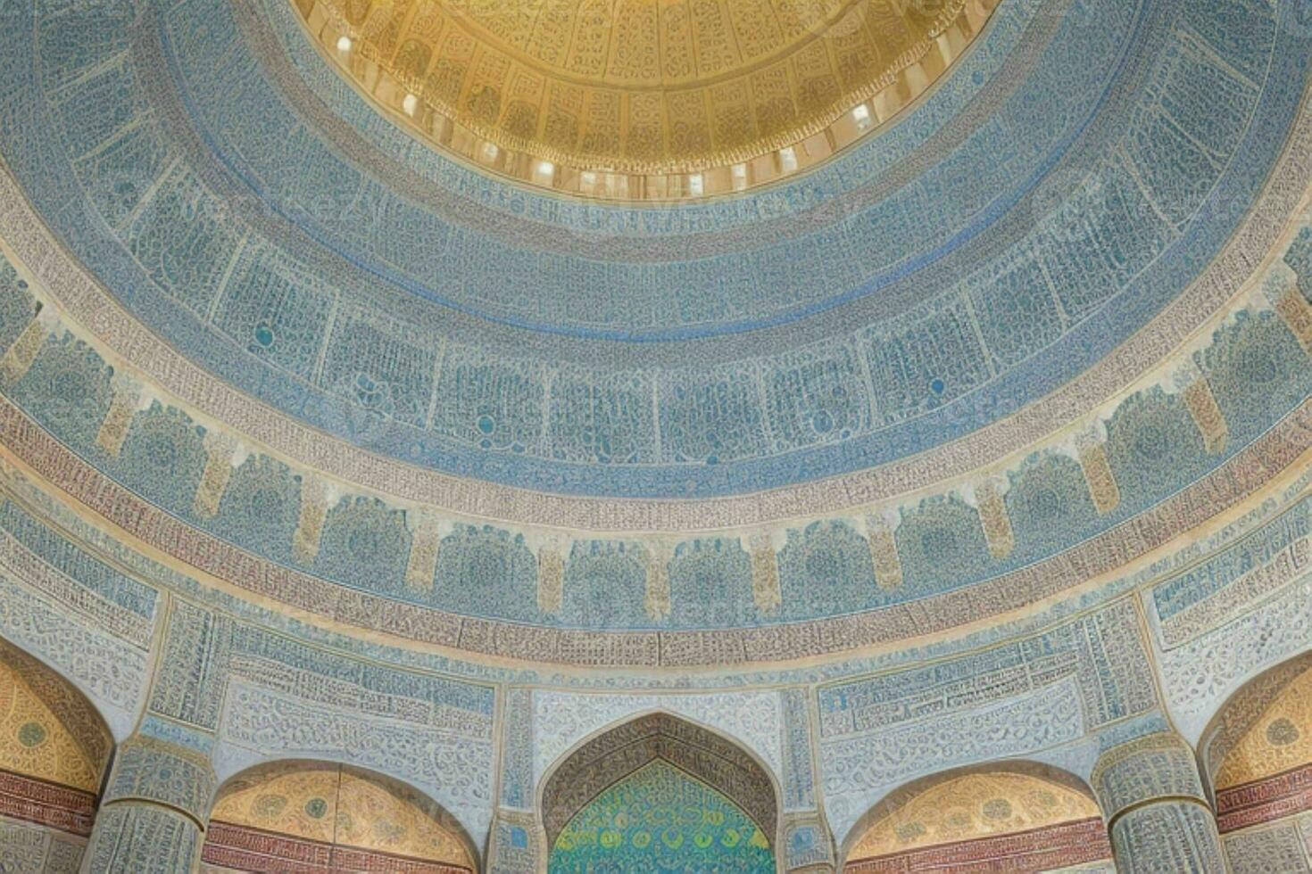 architectural detail of a mosque dome building. background. AI Generative Pro Photo