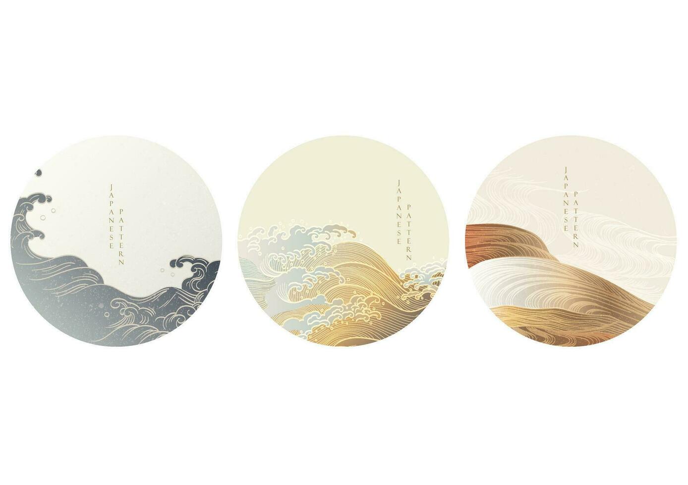 fondo japonés con onda dibujada a mano en estilo vintage. diseño de pancartas de paisajes artísticos. vector