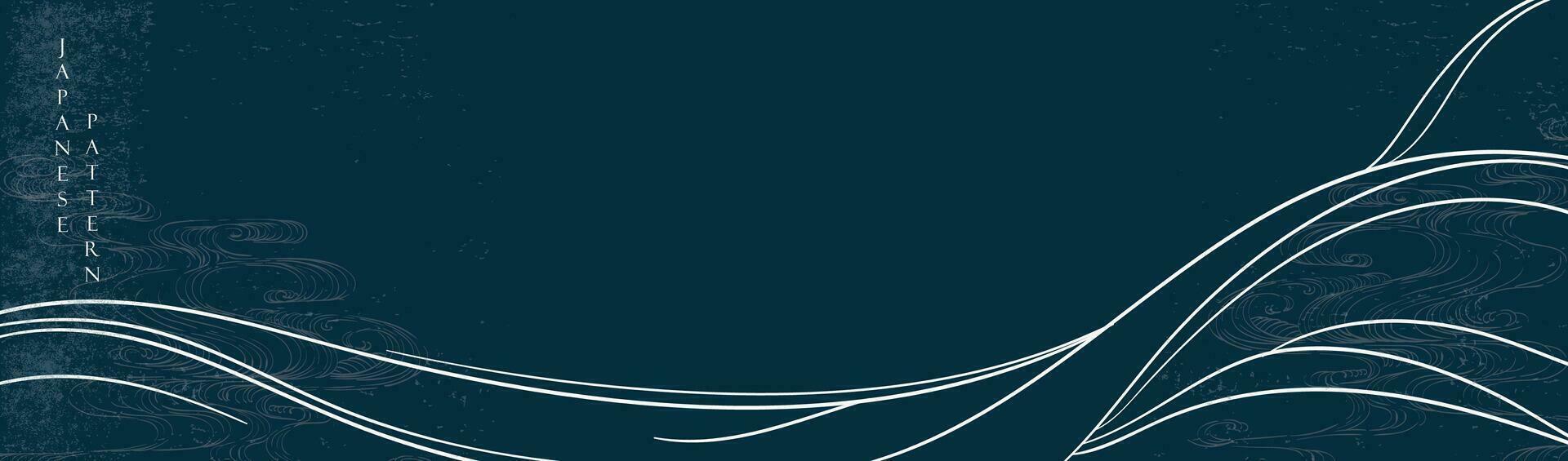 Japanese wave pattern with blue abstract art background vector. Water