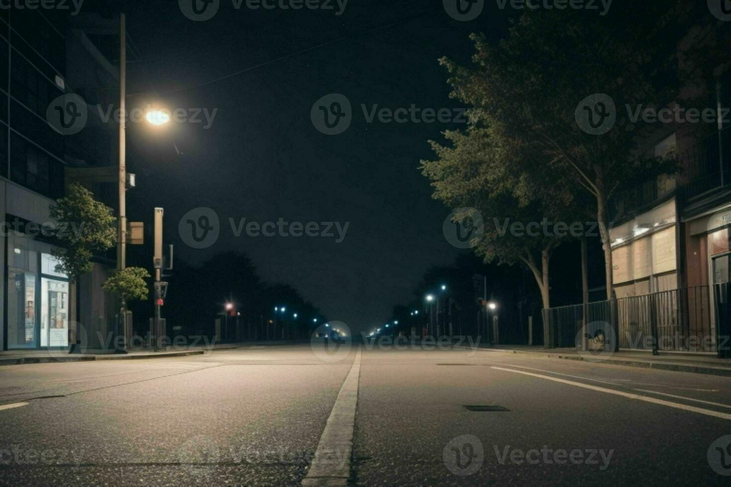 Empty space on the street on the night. background. AI Generative Pro Photo